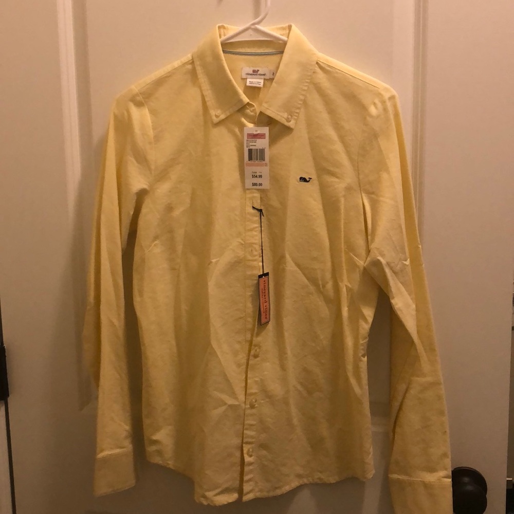 Long Sleeve Yellow Vineyard Vines collared shirt